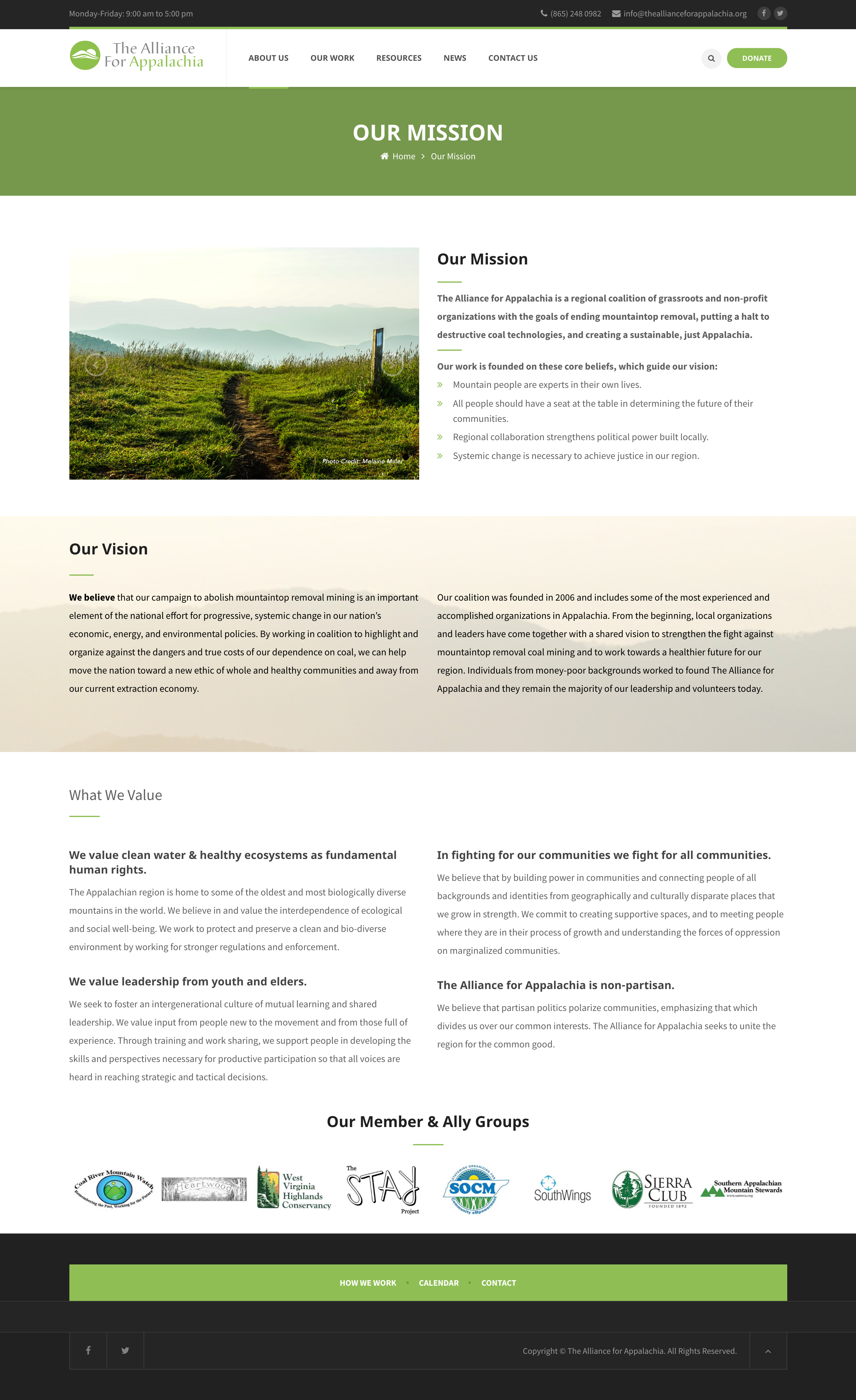 Alliance for Appalachia - Mission Web Page